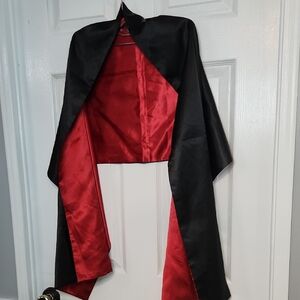 Elegant Black and Red Women's Wide Scarf Satin Silky Material. Many Uses 20 X 70